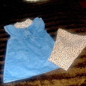 Bonnie Jean pant set. Size 2T. Denim top with leopard print bottoms.